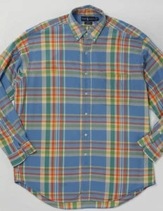 Polo Ralph Lauren 100% Cotton Blake Oxford Long Sleeve Shirt L Plaid 1990s - Picture 1 of 24