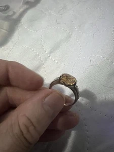 PRECIOSO ANILLO DE PLATA DE LEY⚡️GEMA GRANDE CON DIAMANTES EN LOS LATERALES - Imagen 1 de 1