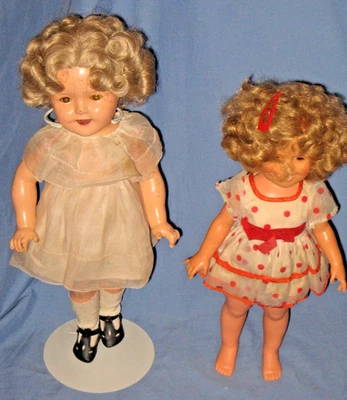 2 Muñecas Shirley Temple 1930 Composición "18" con Soporte y 1972 Juguete Ideal Plástico Foto 1 de 4