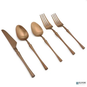 20 Piece Noelle Matte Copper Flatware Set, Stainless Steel, Service For 4 - Picture 1 of 5