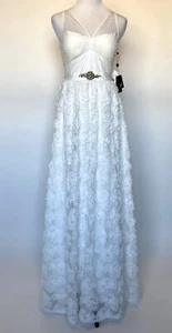 Adrianna Papell White Mesh Neck Wedding Dress NWT Size 6 Retails $299 Price $175 - Picture 1 of 12