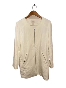 Chicos Sleek Topper Jacket Womens Medium (Chicos 1) Zipper Lined White NWT - Imagen 1 de 5
