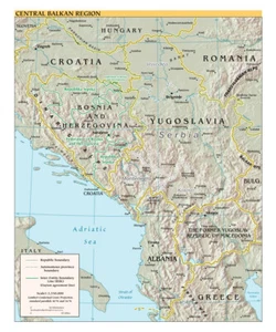 Central Balkans Political Administrative Physical Geographic Region Map Print - Picture 1 of 1