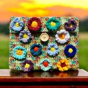 Crochet Tablet Bag, Case Book, Case for 10 inch Tablet, Bible Case, iPad Case - Picture 1 of 9