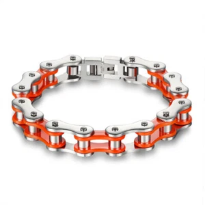 Braccialetti Catena Uomo Arancione Bicicletta Catena Link Bracciali Uomo Punk Gioielli - Foto 1 di 25