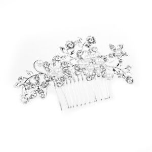 Flower Wedding Bridal Hair Accessories Comb Clips Piece Crystal Pearls Diamante.