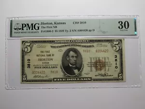 $5 1929 Horton Kansas KS National Currency Bank Note Bill Ch. #3810 VF30 - Picture 1 of 5