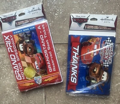 1 Unopened Pack Hallmark Cars Birthday Invitations & Extra 8 Thank You Postcards - Image 1 of 4