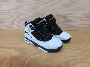 Shaq Jungen Größe 12 Vollpresse Sport Basketball Turnschuhe schwarz/weiß/gold  - Bild 1 von 12