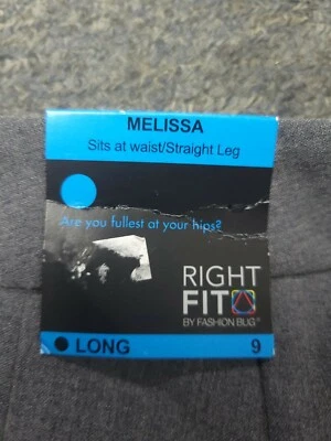 NWT MELISSA RIGHT FIT BY FASHION BUG SZ 9L PLUS SET WAIST STR8 LEG GRAY PANTS - Image 1 of 4