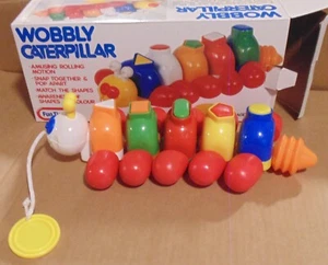 VTG Fun Time Wobbly Caterpillar Pull Along Toy Ages 1 1/2 And Up NEW WITH BOX - Picture 1 of 3