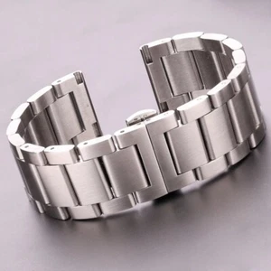 22MM Oyster Brushed Stainless Steel Strap Metal Bracelet Wrist Watch Band NEW - Picture 1 of 4
