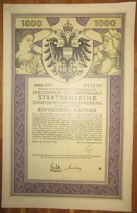 ÖSTERREICH AUSTRIA 4. Kriegsanleihe 1.000 Kronen 1916 Austrian War Loan - Bild 1 von 1