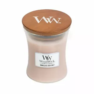 Woodwick Medium 12cm Soy Wax Scented Candle - Vanilla & Sea Salt - Bild 1 von 2