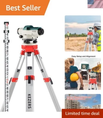 Professional KEZERS 32X Auto Level with Weather-Resistant Tripod & Accessories - Image 1 of 4