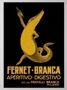 Alligator mit Getränk, italienisches Vintage Getränke Poster - Bild 1 von 4