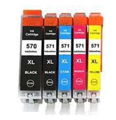 570XL/571XL FULL SET INK COMPATIBLE WITH CANON MG5750, MG7753, TS5050, TS9055 - Image 1 of 4