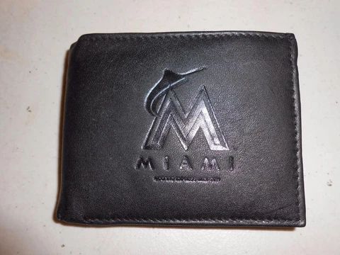 NEW MLB MIAMI MARLINS ADULT LEATHER BI-FOLD  WALLET 70PQ Cover
