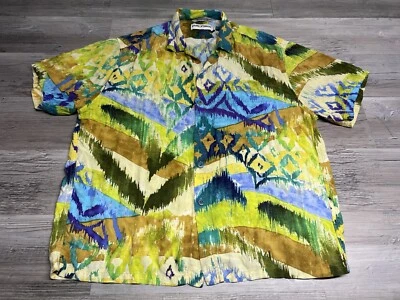 Camisa Hawaiana Vintage Jams World Japonesa Rayón Colorida Geométrica Tribal Talla L Foto 1 de 4