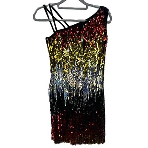 Double Platinum Performance Wear Sequin One Shoulder Leotard Dress Medium - Picture 1 of 6