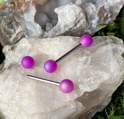 PAR de anéis de língua ou mamilo de aço cirúrgico cor perolada fosca 14G 5/8" - Imagem 1 de 3