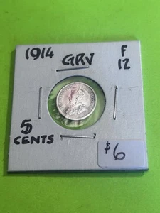 1914 Canada 5 Cent George V Sterling Silver Nickel AG. Trending At $6 - Picture 1 of 3