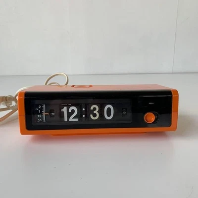 National Panasonic Flip Clock TG02 Orange Alarm 70s Green Japan Tested Vintage - Image 1 of 4
