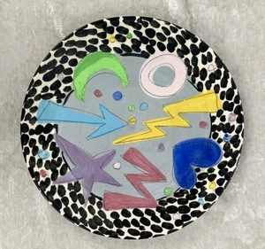 Vintage Ted Saito Studio verzierter flippiger Leopard Teller 10 7/8 Keramik Pottery signiert - Bild 1 von 11