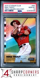 2015 STADIUM CLUB TRUE COLORS GOLD REFRACTOR #MT MIKE TROUT PSA 10 - Picture 1 of 2