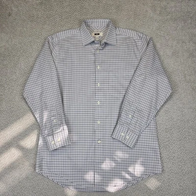 Camisa de Vestir JOSEPH ABBOUD Gris Cuadros Botón Algodón 100% Algodón Hombres Talla 16 32-33 Foto 1 de 4