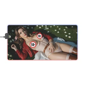Aerith Desk Mat – Nude Pink Flower Girl, LED RGB, Huge HD Gaming Mouse Pad - Picture 1 of 11