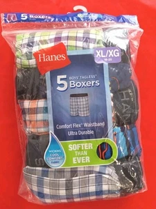 Hanes 5 pk boys tagless boxers XL wicking cool comfort flex waistband NEW - Picture 1 of 2
