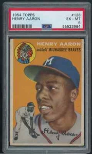 1954 Topps #128 Hank Aaron PSA 6 EX-MT ROOKIE RC Well-Centered BOLD COLOR