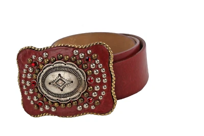 Streets впереди со стразами бисером пряжка ремень из красной кожи ретро моды размер S - Изображение 1 из 4