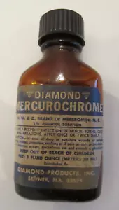 Mercurochrome EMPTY Glass Bottle 1 oz DIAMOND PRO., INC., Seffner, Fla. VINTAGE - Picture 1 of 6
