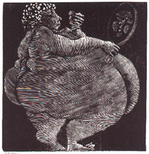 Holzstich Original IM SCHLARAFFENLAND WIRD SCHÖNSEIN ZUR LAST von Schanzenbacher - Bild 1 von 3