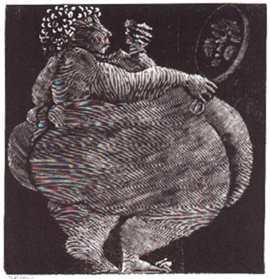 Holzstich Original IM SCHLARAFFENLAND WIRD SCHÖNSEIN ZUR LAST von Schanzenbacher - Bild 1 von 3