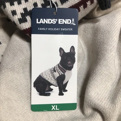 Suéter creme Lands' End Animal Family Holiday tamanho XL novo com etiquetas - Imagem 1 de 4