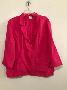 Christopher & Banks Size XL Pink Blazer Jacket Sweater Women Linen Formal - Picture 1 of 6