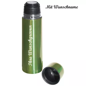 Edelstahl Isolierkanne mit Namensgravur - Thermosflasche - apfelgrün - Bild 1 von 3
