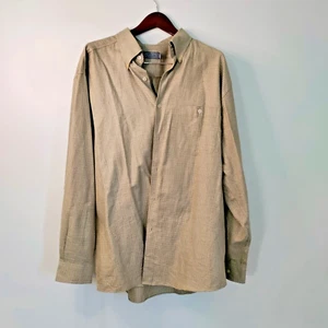 TALBOTS Men XL Khaki/Tan Plaid Button Down Long Sleeve Casual Dress Work Shirt - Picture 1 of 7