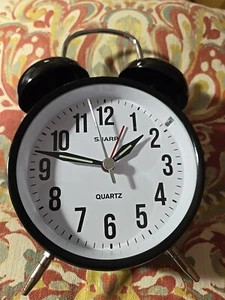 Sharp Twin Bell Loud Alarm Clock SPC 843 Back Light Black - Picture 1 of 4