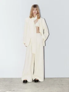 NWT Massimo Dutti 100% linen wide-leg trousers - STUDIO - Picture 1 of 17