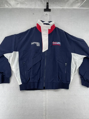 Kyle Petty Nascar Jacket Mens XL Extra Large Navy Blue Daytona 500 Silver Bullet Cover