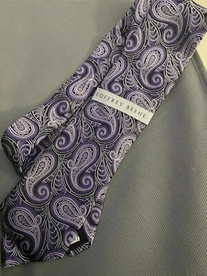 Corbata Geoffrey Beene para hombre nueva con etiquetas púrpura cachemira/plata/negro remolinos Foto 1 de 4