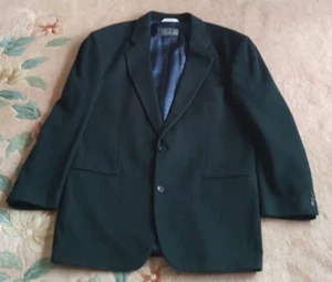 Men's Hugo Boss Italian Green Cashmere Wool Sports Coat Jacket Blazer Jacket 44L - Picture 1 of 12
