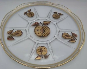Bandeja redonda vintage retro MCM Georges Briard vidrio frutas plato 11"1/4 - Imagen 1 de 3