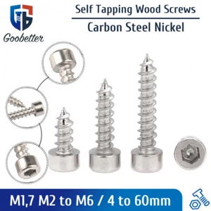M1.7-M6 Nickel 8.8 Grade Allen Hex Socket Cap Round Head Self Tapping Wood Screw - Picture 1 of 73