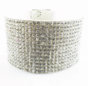 USA Leather Bracelet Rhinestone Crystal Magnetic fashion Charming Bangle Clear - Picture 1 of 1