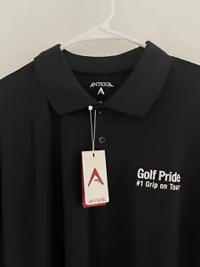 NWT Golf Pride Golf Grips Polo Shirt - Men's XL - Black - Antigua Desert Dry - Picture 1 of 7
